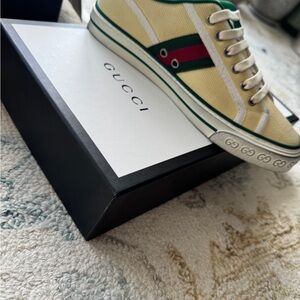 Gucci Beige and Green Sneakers